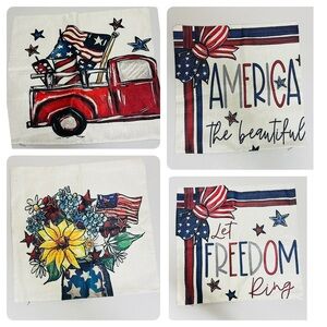 Set of 4 Throw Pillow Covers Farmhouse Burlap Beige 18x18 NWOT